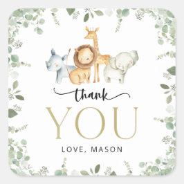 Adesivo Quadrado Animais Safari, Selva, Selvagem Um, Primeiro Anive