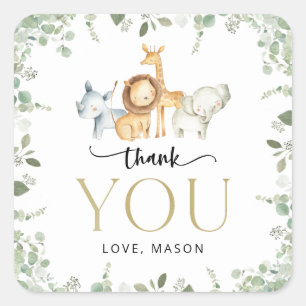 Adesivo Quadrado Animais Safari, Selva, Selvagem Um, Primeiro Anive