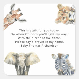 Adesivo Quadrado Animais Selvagens Safari - Rótulo da vela de oraçã