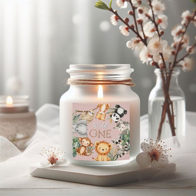 Adesivo Quadrado Animais Selvagens Tropicais de Pastel, Uma Selva S (Criador carregado)