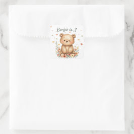 Adesivo Quadrado Animal Florestal Urso Fofo Corações Pastel Floral