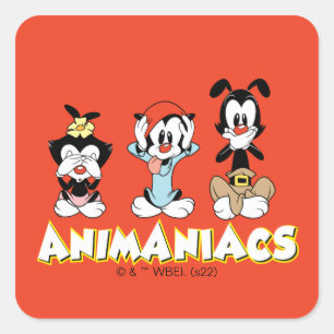 Adesivo Quadrado Animaniacs   Warner Siblings "No Evil" Graphic