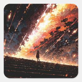 Adesivo Quadrado Anime art with vibrant sky