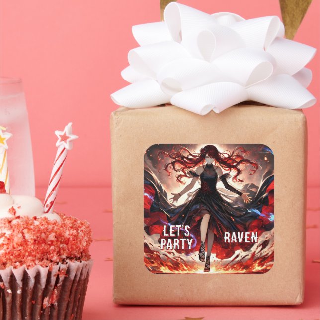 Adesivo Quadrado Anime as chamas, encare a tempestade personalizada (Festa)