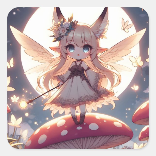 Adesivo Quadrado Anime Girl Pixie Hippie Moon Fairy (Frente)