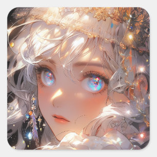 Adesivo Quadrado Anime Magical Girl Fantasy Art