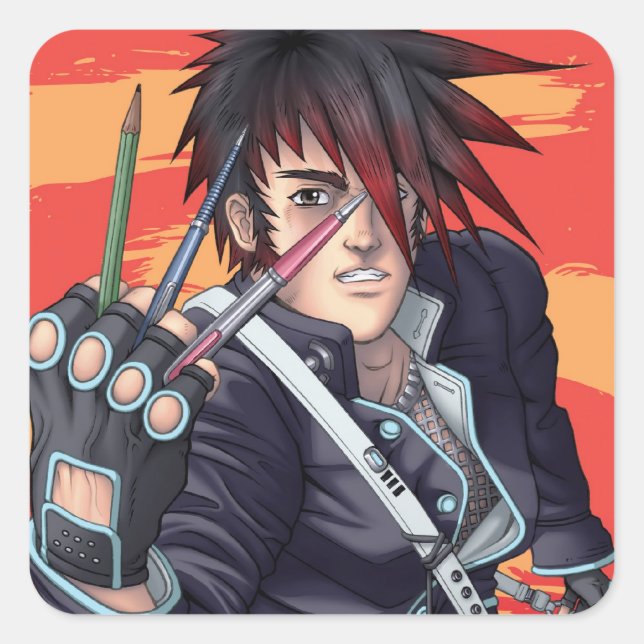 Adesivo Quadrado Anime Manga Artista (Frente)