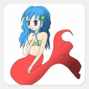 Adesivo Quadrado Anime Mermaid Sticker