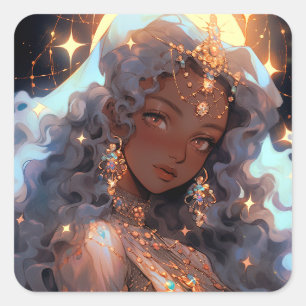 Adesivo Quadrado Anime Princess Fantasy Art