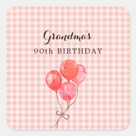 Adesivo Quadrado Aniversário 90 da vovó