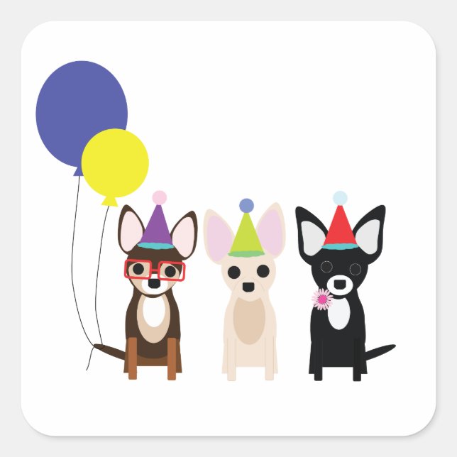 Adesivo Quadrado aniversário-chihuahuas-stelieandco (Frente)