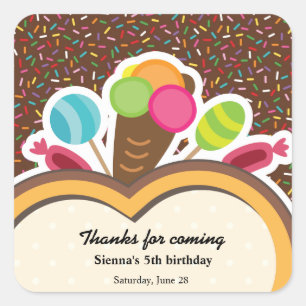 Adesivo Quadrado Aniversário Colorido