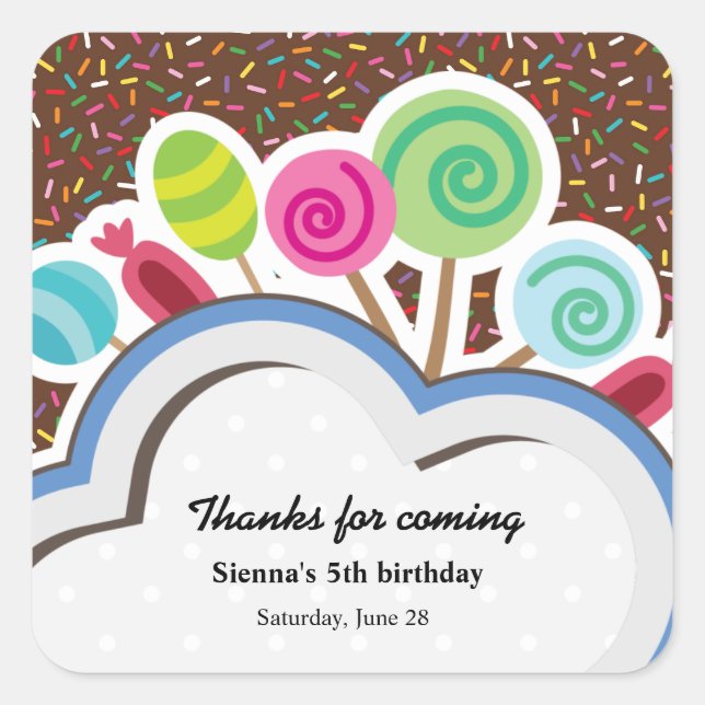 Adesivo Quadrado Aniversário Colorido (Frente)