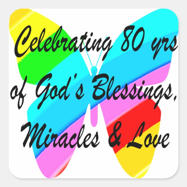 ADESIVO QUADRADO ANIVERSÁRIO COLORIDO DE 80 DE BORRACHA (Frente)