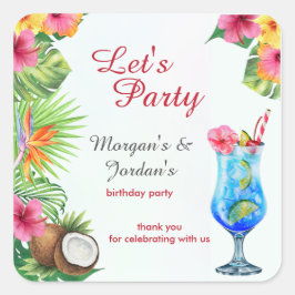 Adesivo Quadrado Aniversário comum de amigos Casais de Verão Tropic
