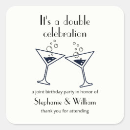 Adesivo Quadrado Aniversário comum de Celebração Dupla Branca Moder