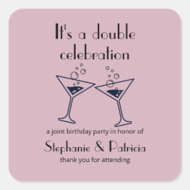 Adesivo Quadrado Aniversário comum de celebrações duplas roxas mode