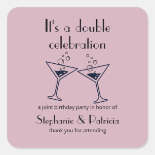 Adesivo Quadrado Aniversário comum de celebrações duplas roxas mode