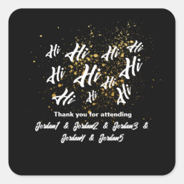 Adesivo Quadrado Aniversário Conjunto Amigos do Grupo Dourado Negro