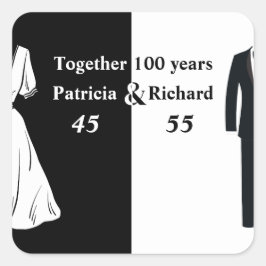 Adesivo Quadrado Aniversário Conjunto de Celebração Dupla 100 Anos