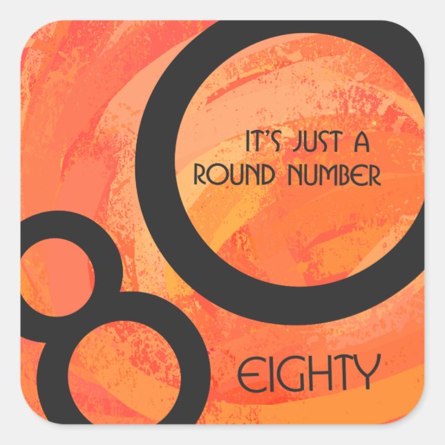 Adesivo Quadrado Aniversário da Década Laranja 80 (Frente)