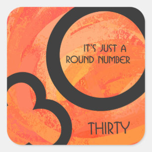 Adesivo Quadrado Aniversário da Década Orange 30