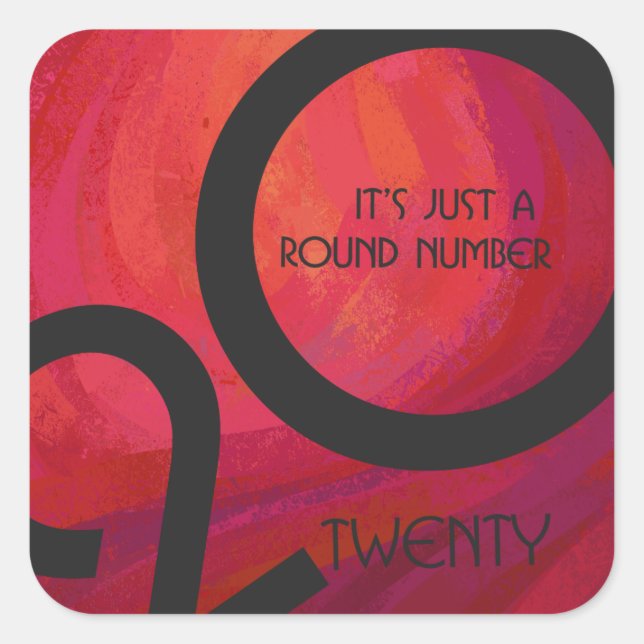 Adesivo Quadrado Aniversário da Década Vermelha (Frente)