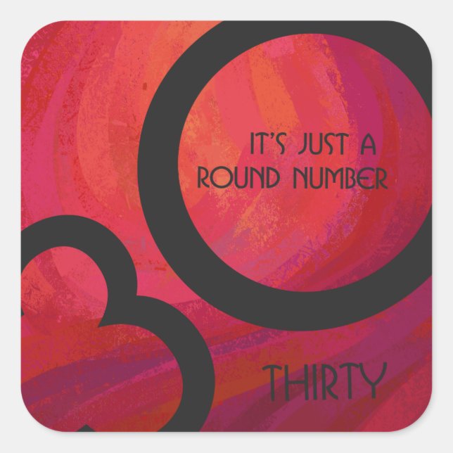 Adesivo Quadrado Aniversário da Década Vermelha 30 (Frente)