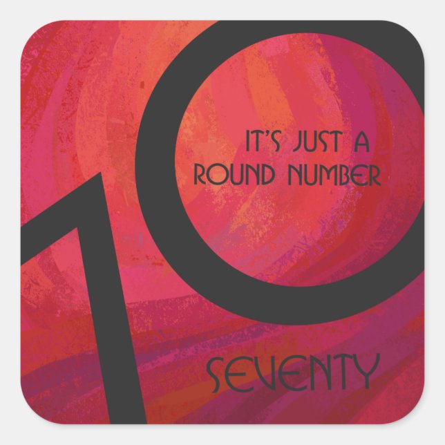 Adesivo Quadrado Aniversário da Década Vermelha 70 (Frente)