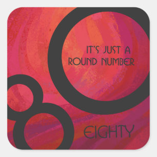 Adesivo Quadrado Aniversário da Década Vermelha 80
