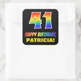 Adesivo Quadrado Aniversário da rua 41: Negrito, Divertido, Simples