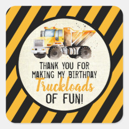 Adesivo Quadrado Aniversário da Zona de Construção do Caminhão Negr