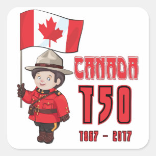 Adesivo Quadrado Aniversário de 150 Anos no Canadá