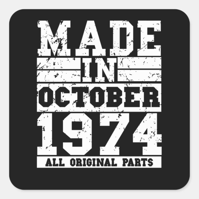 Adesivo Quadrado Aniversário de 1974 (Frente)