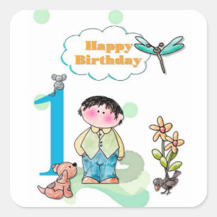 Adesivo Quadrado Aniversário de 1 ano
