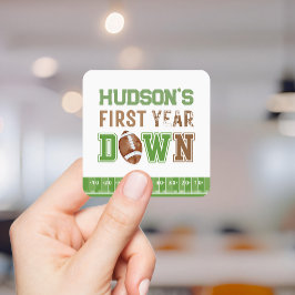 Adesivo Quadrado Aniversário de 1 ano de Futebol no Primeiro Ano