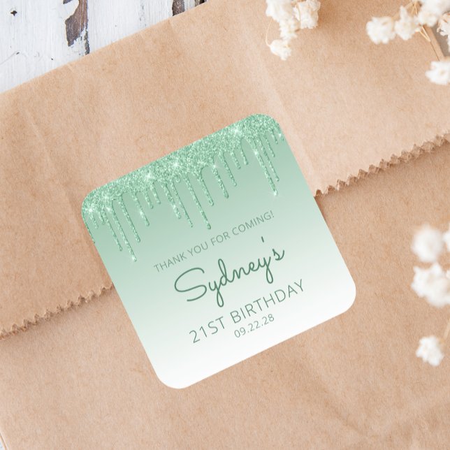 Adesivo Quadrado Aniversário de 21 anos de Derramamento Verde - Obr (Criador carregado)