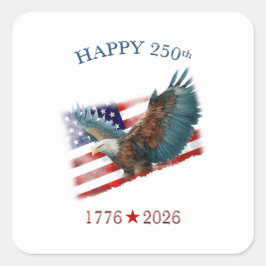 Adesivo Quadrado Aniversário de 250 anos da América Patriótico 4 de