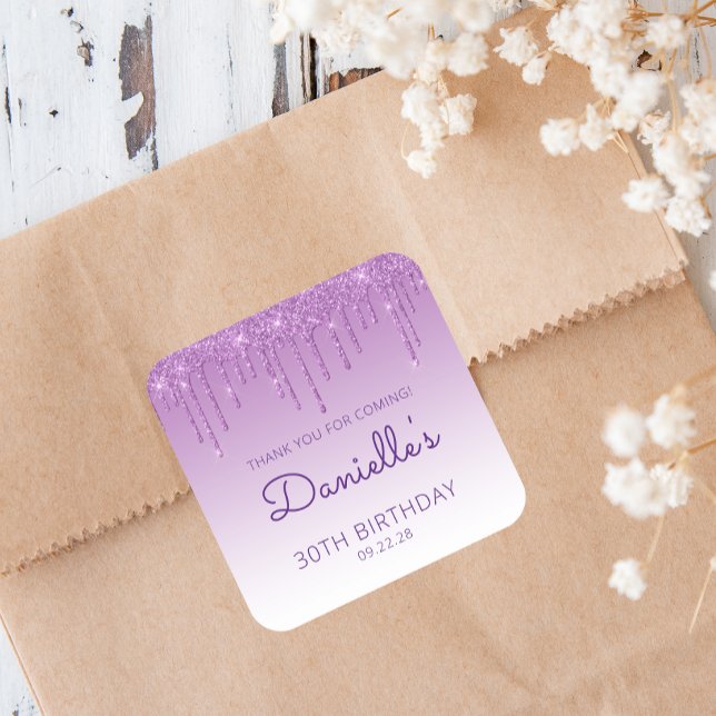 Adesivo Quadrado Aniversário de 30 anos De Derramamento Com Glitter (Criador carregado)