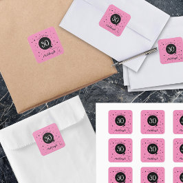 Adesivo Quadrado Aniversário de 30 anos preto rosa