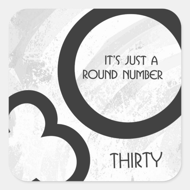 Adesivo Quadrado Aniversário de 30 Décadas Branco (Frente)