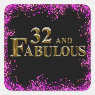 Adesivo Quadrado Aniversário de 32 anos