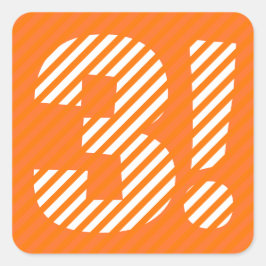 Adesivo Quadrado aniversário de 3 anos de 3 anos Laranja Laranja Wh