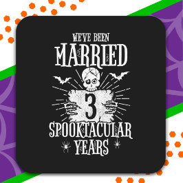 Adesivo Quadrado Aniversário de 3 anos de casamento Halloween Spook