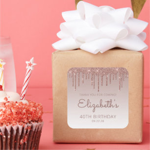 Adesivo Quadrado Aniversário de 40 anos de Drives Glitter Dourado 