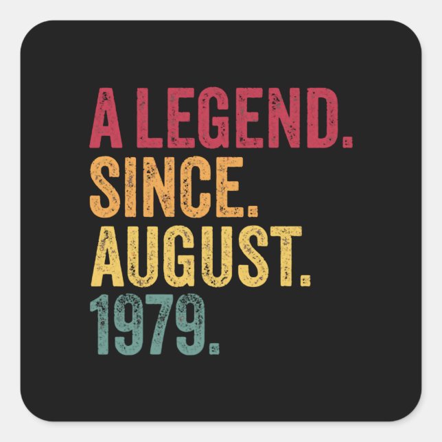 Adesivo Quadrado aniversário de 40 anos Gift August 1979 Homens Eng (Frente)