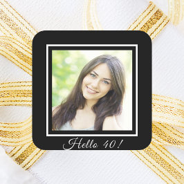 Adesivo Quadrado aniversário de 40 anos personalizado fotográfico b