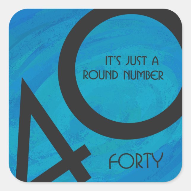 Adesivo Quadrado Aniversário de 40 Década Azul (Frente)