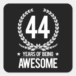 Adesivo Quadrado Aniversário De 44 (44 Anos De Incrível)