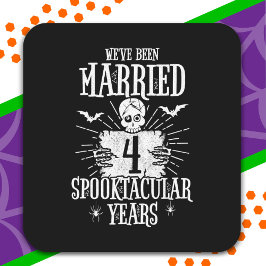 Adesivo Quadrado Aniversário de 4 anos de casamento Halloween Spook